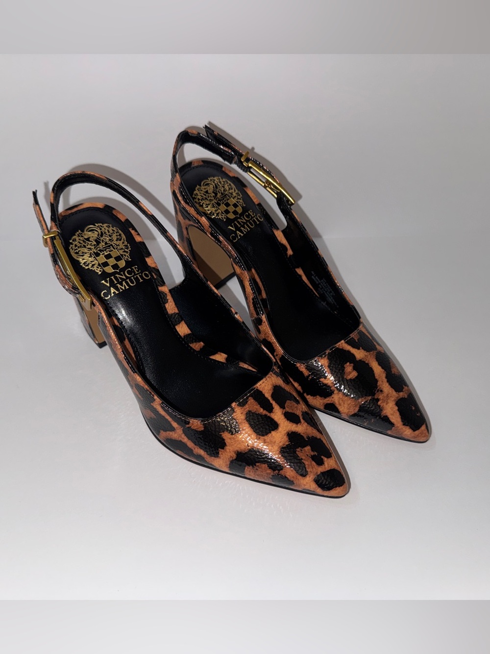 Vince Camuto Leopard-Print Pointed Slingback Pumps - Brown & Black